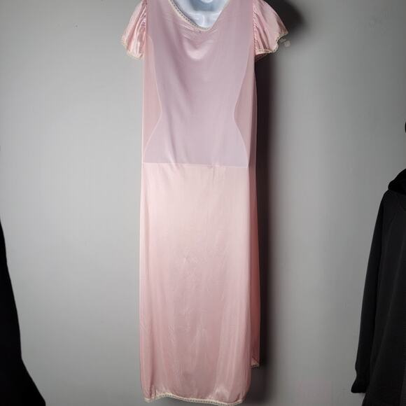 NWT Vintage Velrose Nightgown Small Pink Nylon Lace Trim Made in USA 1960s 70s - Picture 4 of 9